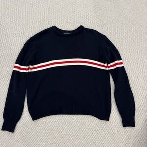 Brandy Melville Navy and Cream Knit Sweater
